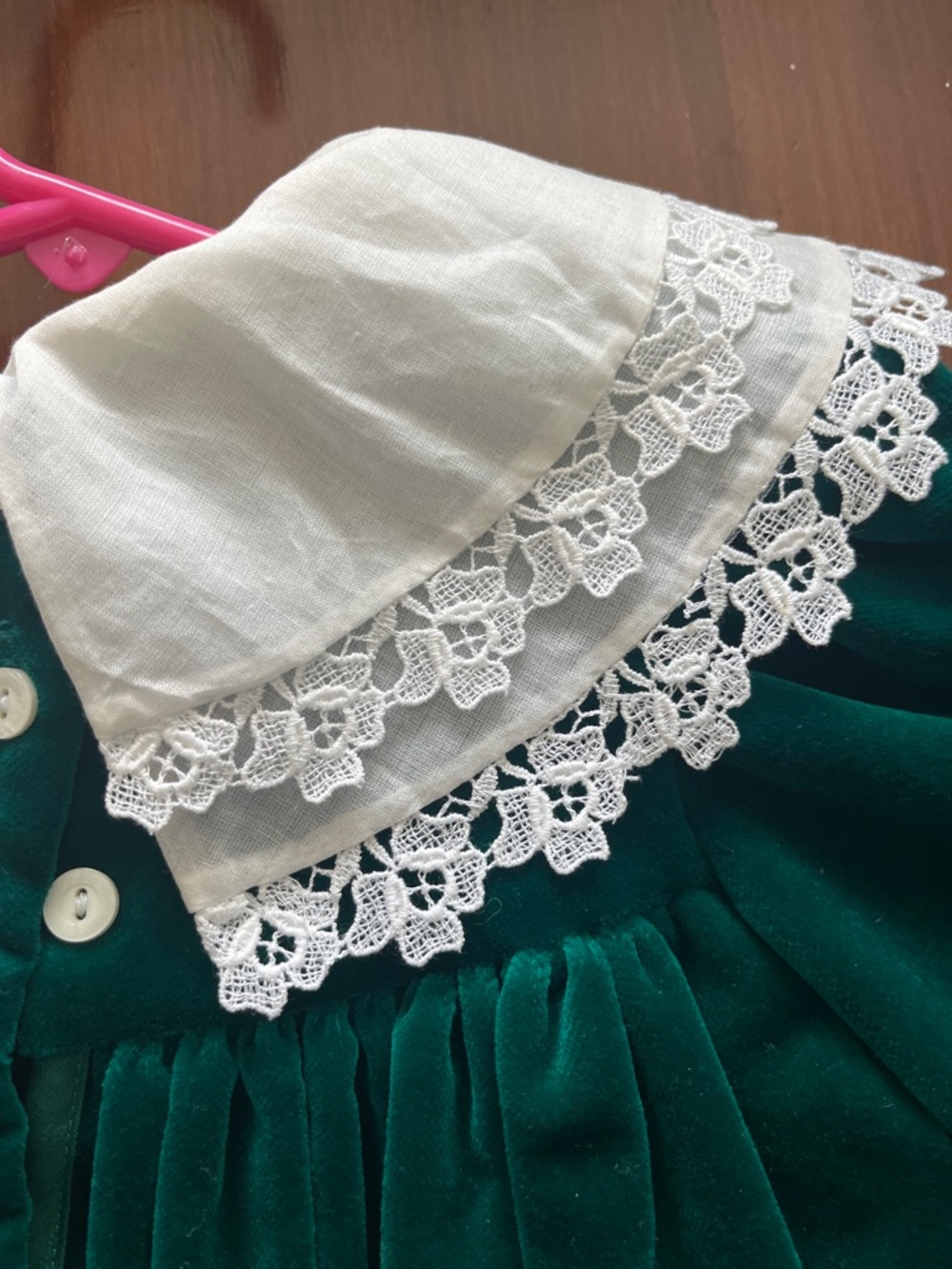 Green Velvet Toddler Dress - Picture 7 of 10